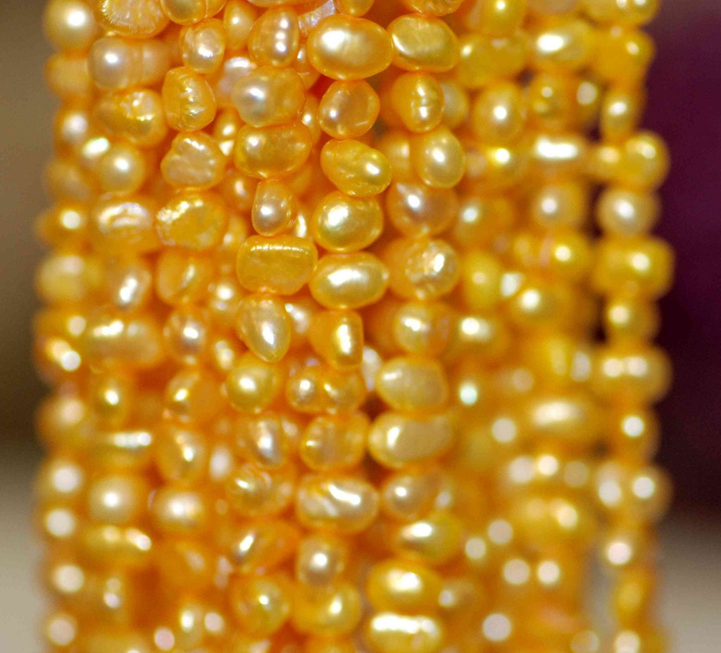 AA 5-6mm Corn Pearl Baroque Pearl Nugget Pearl Freshwater Pearl gold yellow, 15" full strand 65+ pcs loose pearl beads Wholesale #CB6009