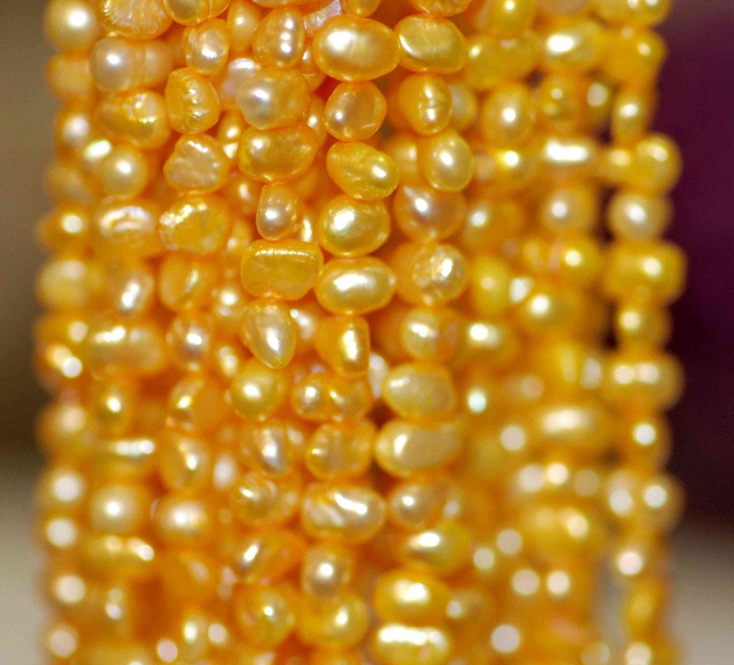 AA 5-6mm Corn Pearl Baroque Pearl Nugget Pearl Freshwater Pearl gold yellow, 15" full strand 65+ pcs loose pearl beads Wholesale #CB6009