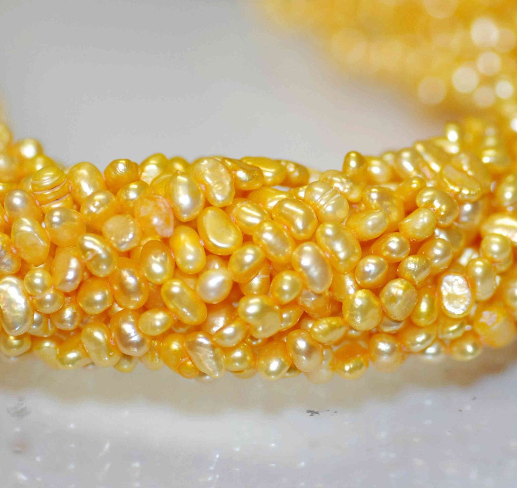 AA 5-6mm Corn Pearl Baroque Pearl Nugget Pearl Freshwater Pearl gold yellow, 15" full strand 65+ pcs loose pearl beads Wholesale #CB6009