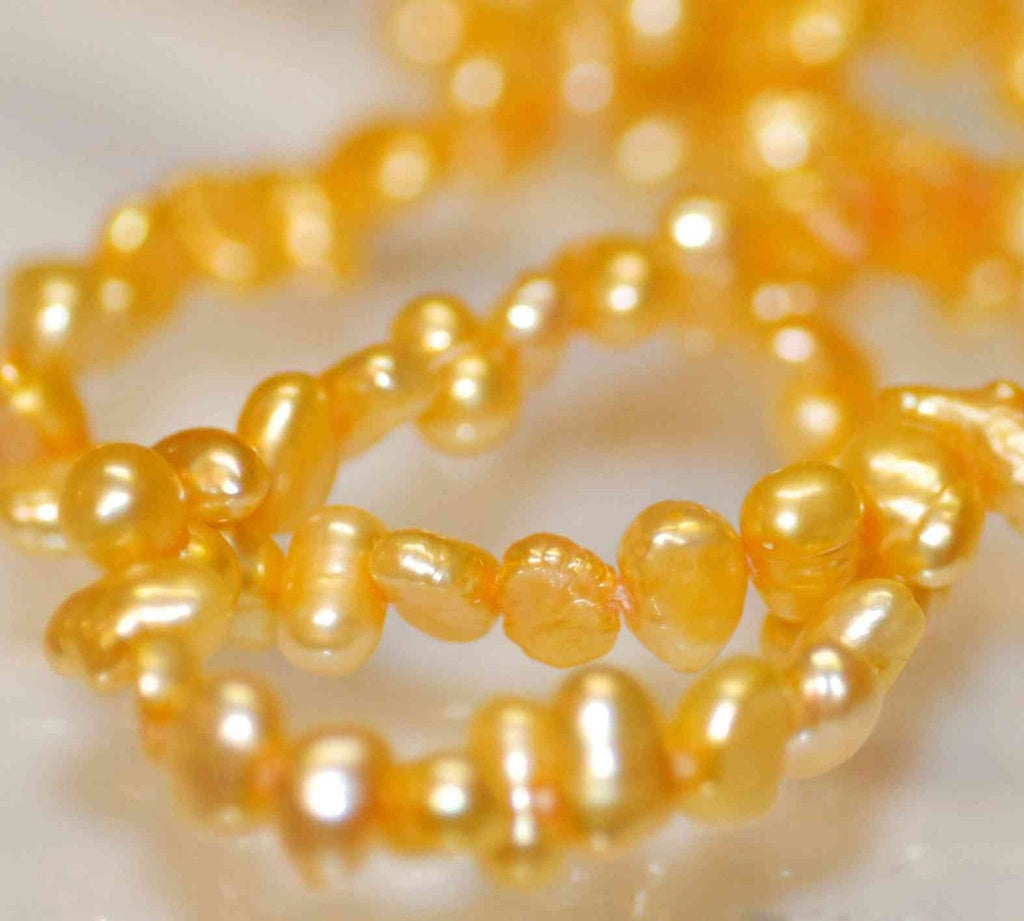 AA 5-6mm Corn Pearl Baroque Pearl Nugget Pearl Freshwater Pearl gold yellow, 15" full strand 65+ pcs loose pearl beads Wholesale #CB6009