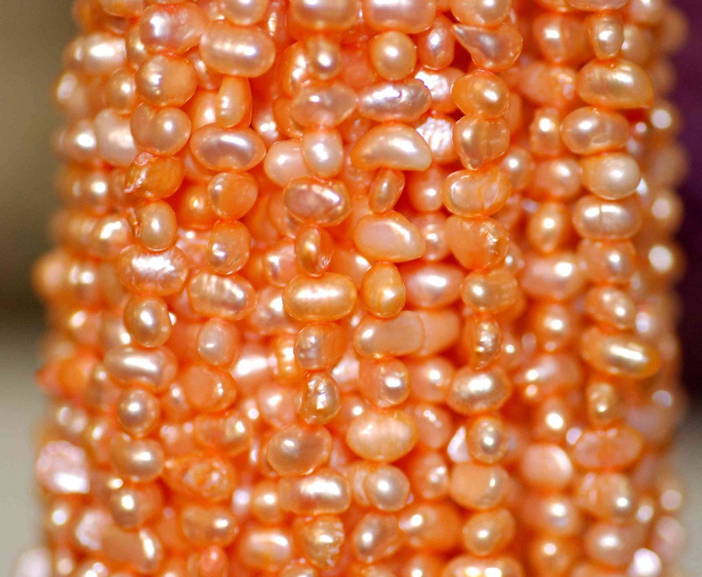 Corn Pearl Baroque Pearl Nugget Pearl Freshwater Pearl Orange 5mm----15" full strand 65 plus pcs----Wholesale #CB6011