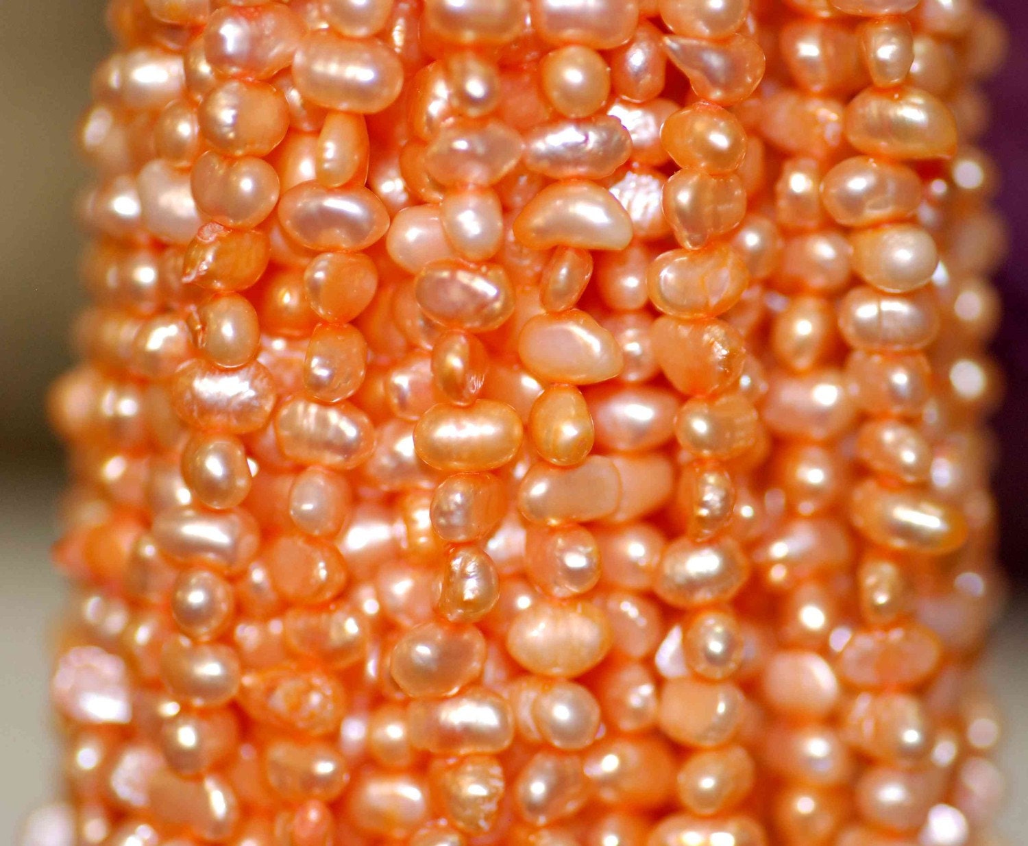 Corn Pearl Baroque Pearl Nugget Pearl Freshwater Pearl Orange 5mm----15" full strand 65 plus pcs----Wholesale #CB6011