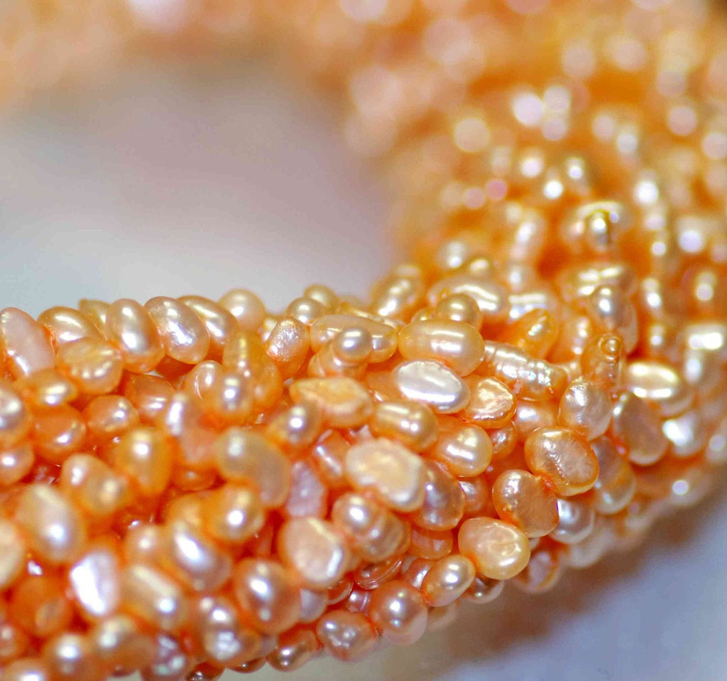 Corn Pearl Baroque Pearl Nugget Pearl Freshwater Pearl Orange 5mm----15" full strand 65 plus pcs----Wholesale #CB6011