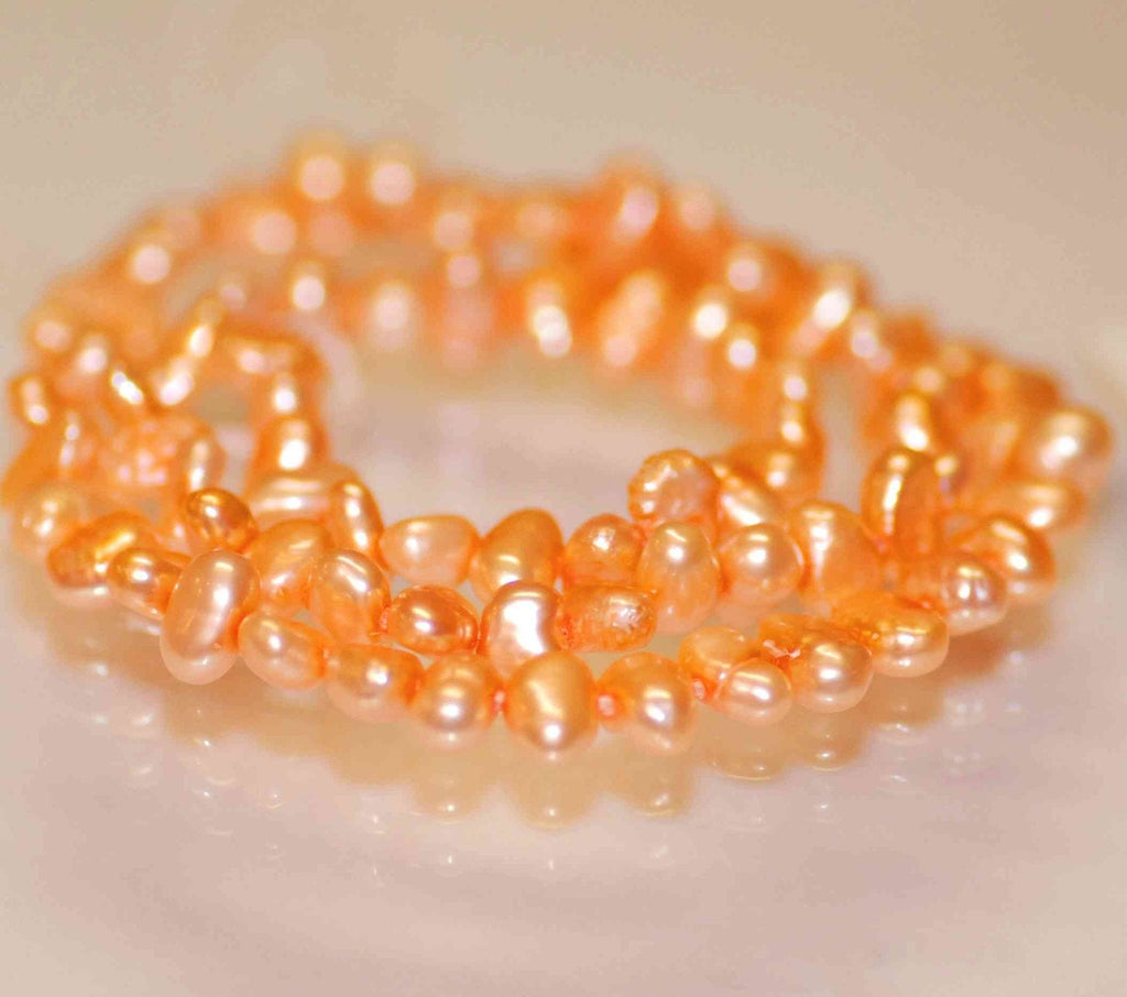 Corn Pearl Baroque Pearl Nugget Pearl Freshwater Pearl Orange 5mm----15" full strand 65 plus pcs----Wholesale #CB6011