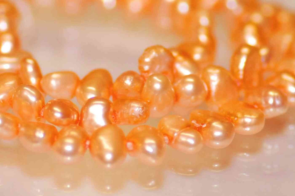 Corn Pearl Baroque Pearl Nugget Pearl Freshwater Pearl Orange 5mm----15" full strand 65 plus pcs----Wholesale #CB6011