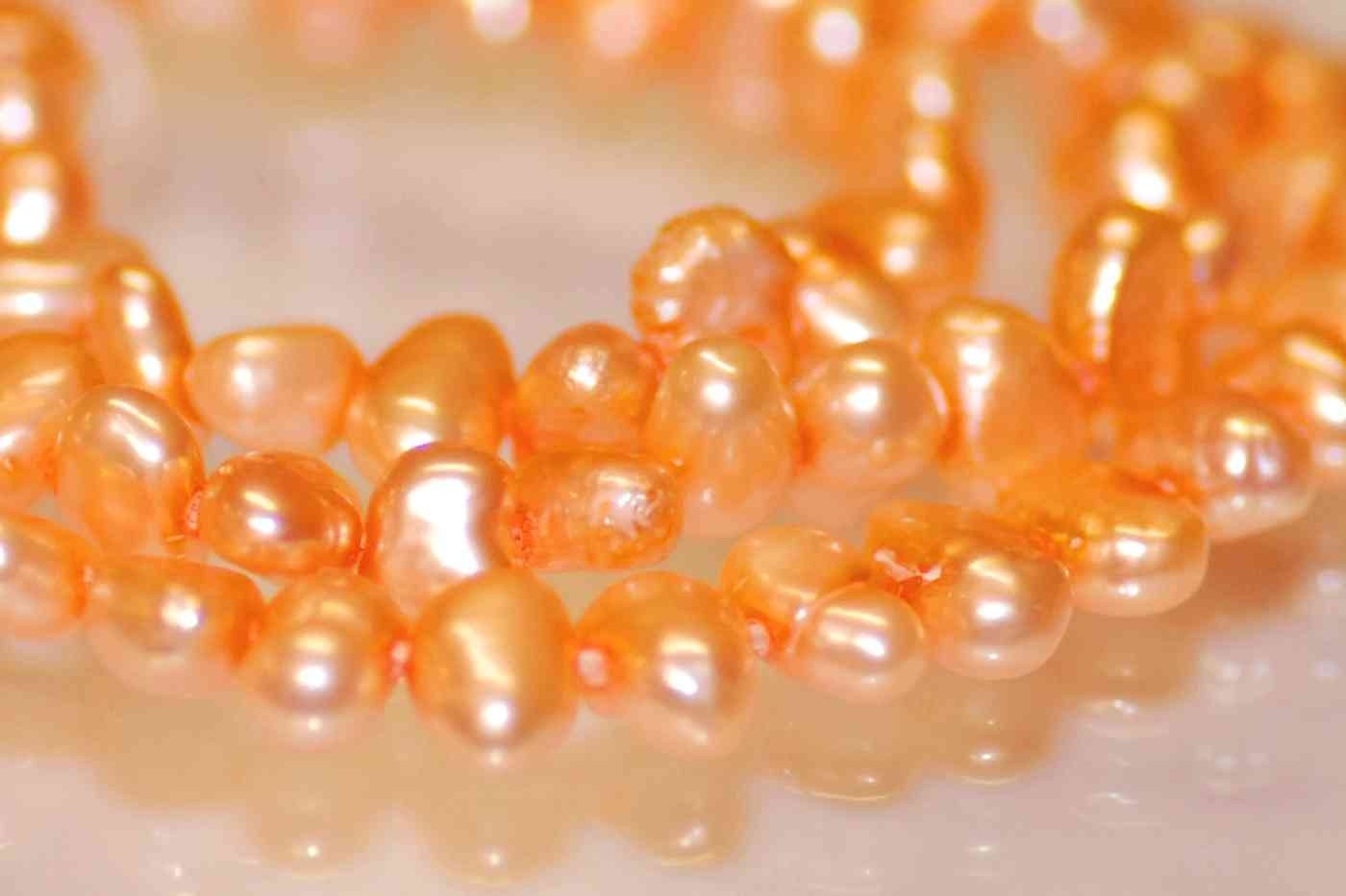 Corn Pearl Baroque Pearl Nugget Pearl Freshwater Pearl Orange 5mm----15" full strand 65 plus pcs----Wholesale #CB6011