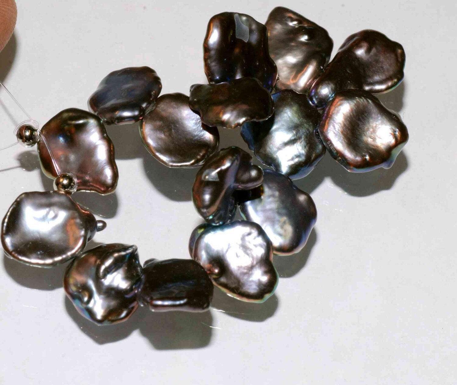 10mmX12mm AAA Briolette Peacock Keshi Freshwater Pearls----Top Drilled Dancing---- Short Strand 12pc BRIOLETTE Beads K3007