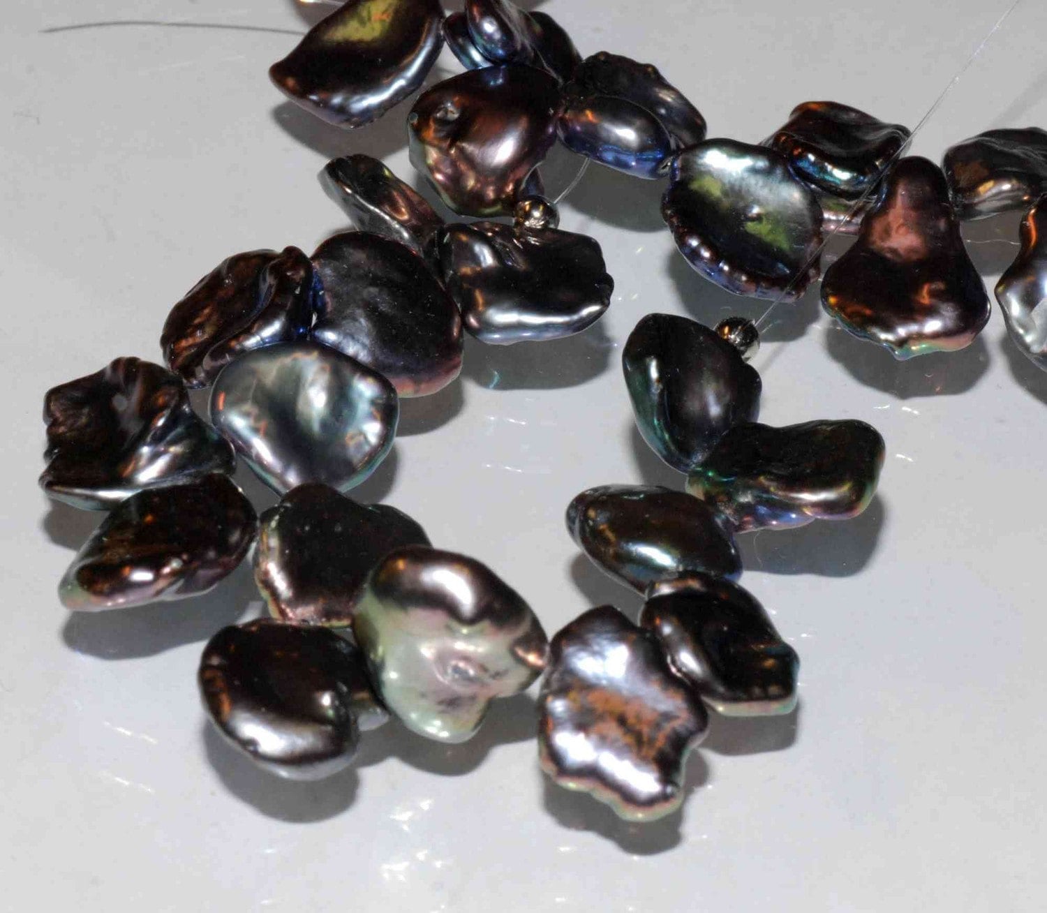 10mmX12mm AAA Briolette Peacock Keshi Freshwater Pearls----Top Drilled Dancing---- Short Strand 12pc BRIOLETTE Beads K3007