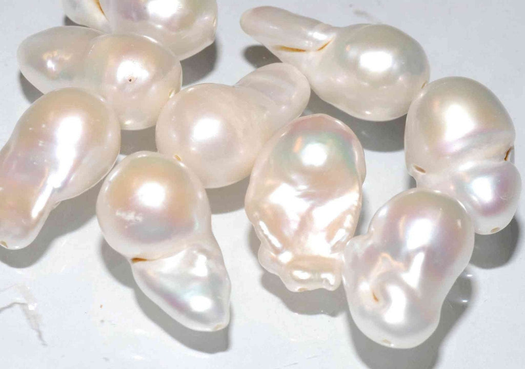 AA+ 20-23mmX 12-14mm Baroque Pearl Natural White Ivory cultured flame Fireball genuine pearl--Luxury Bridal Pendant earring design #LaMia