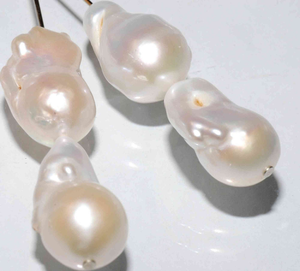 AA+ 20-23mmX 12-14mm Baroque Pearl Natural White Ivory cultured flame Fireball genuine pearl--Luxury Bridal Pendant earring design #LaMia