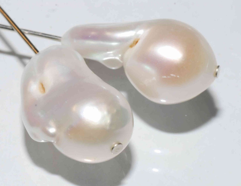 AA+ 20-23mmX 12-14mm Baroque Pearl Natural White Ivory cultured flame Fireball genuine pearl--Luxury Bridal Pendant earring design #LaMia