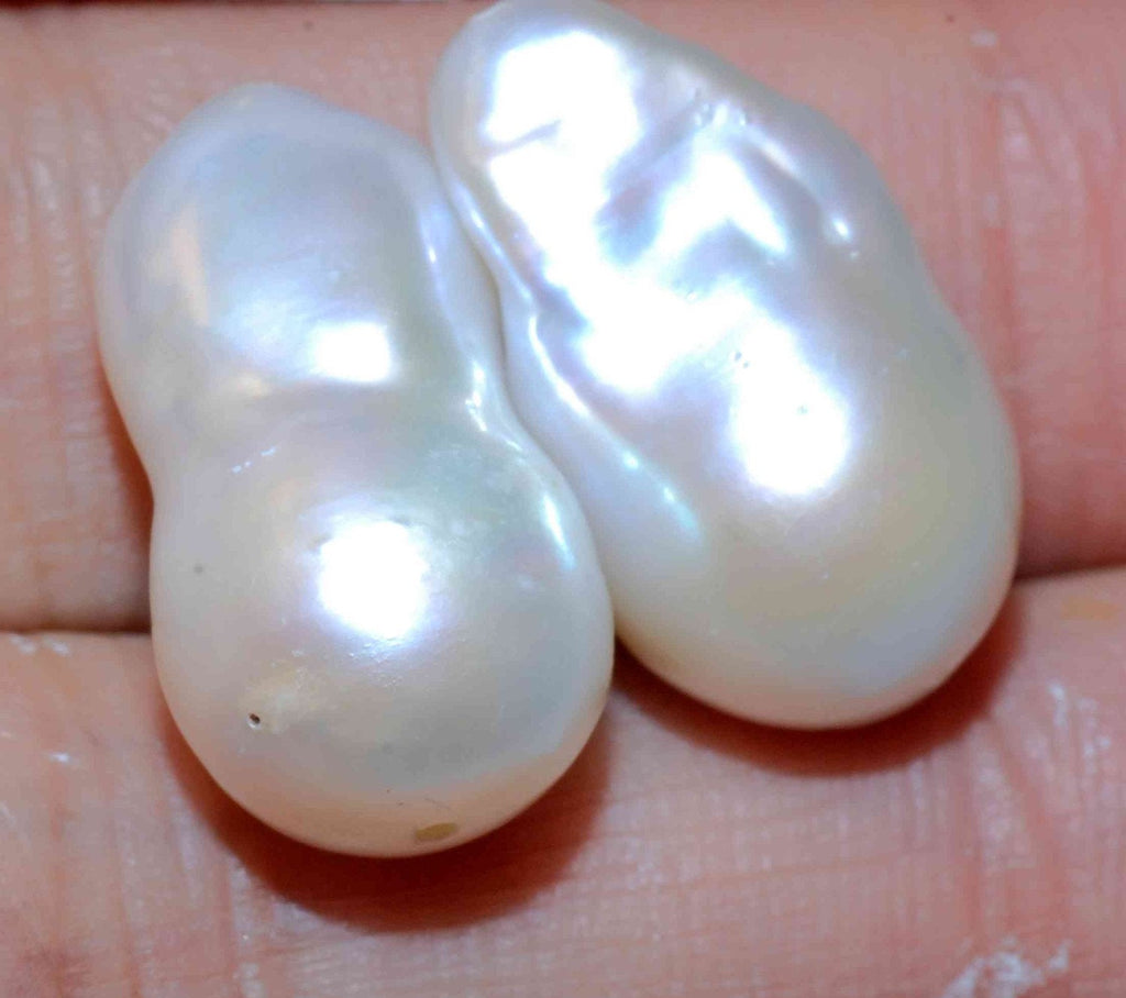AA+ 20-23mmX 12-14mm Baroque Pearl Natural White Ivory cultured flame Fireball genuine pearl--Luxury Bridal Pendant earring design #LaMia