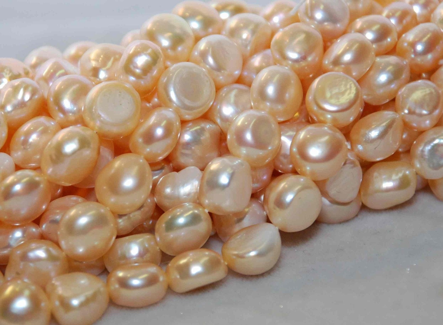 AA 9-11mm Baroque Pearl Natural Peach Champagne Good Quality freshwater pearl---15" Full strand genuine pearl beads---Sale