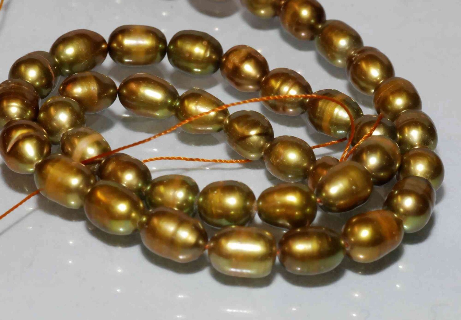 7X9mm Rice Pearl Baroque Pearl Freshwater Pearl vintage olive green oval pearl beads----15" full strand----wholesale deal