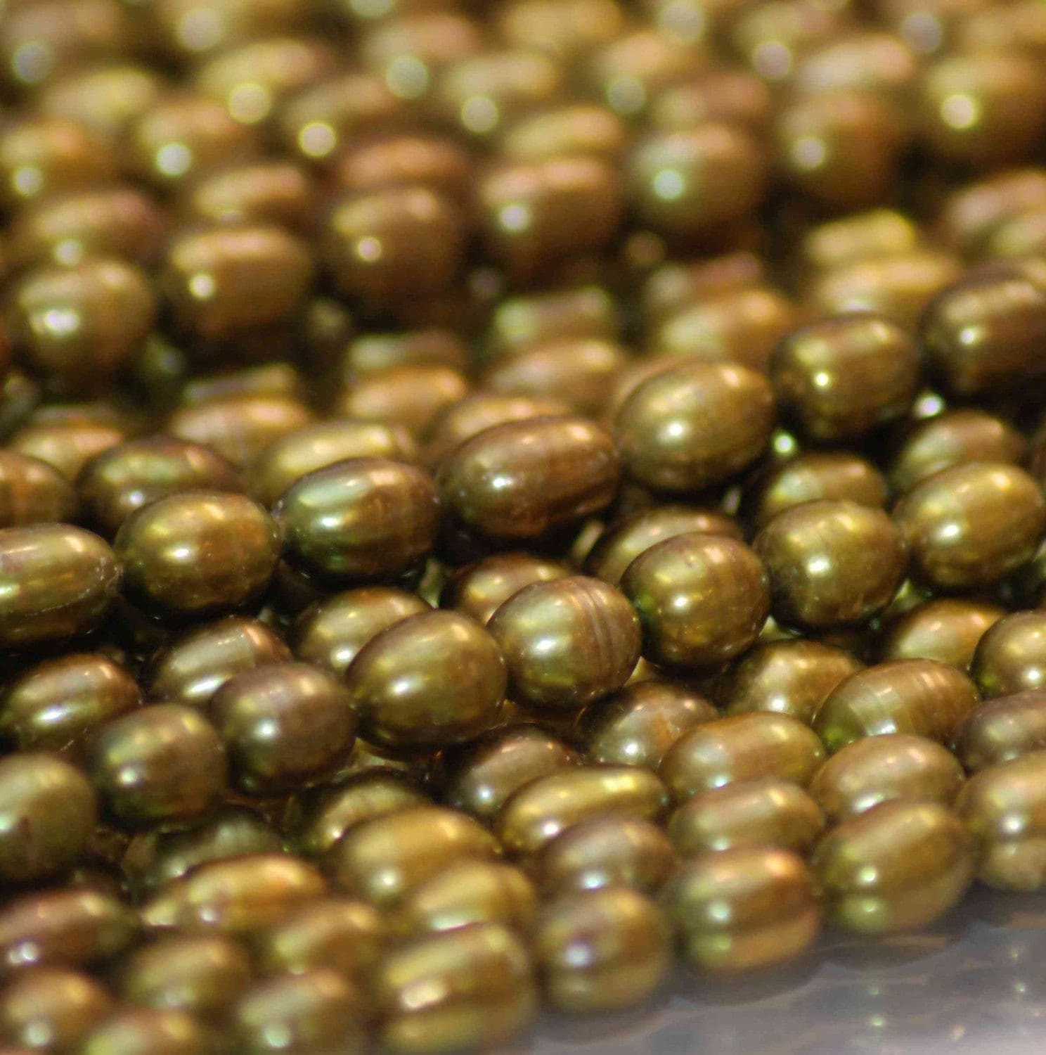 7X9mm Rice Pearl Baroque Pearl Freshwater Pearl vintage olive green oval pearl beads----15" full strand----wholesale deal