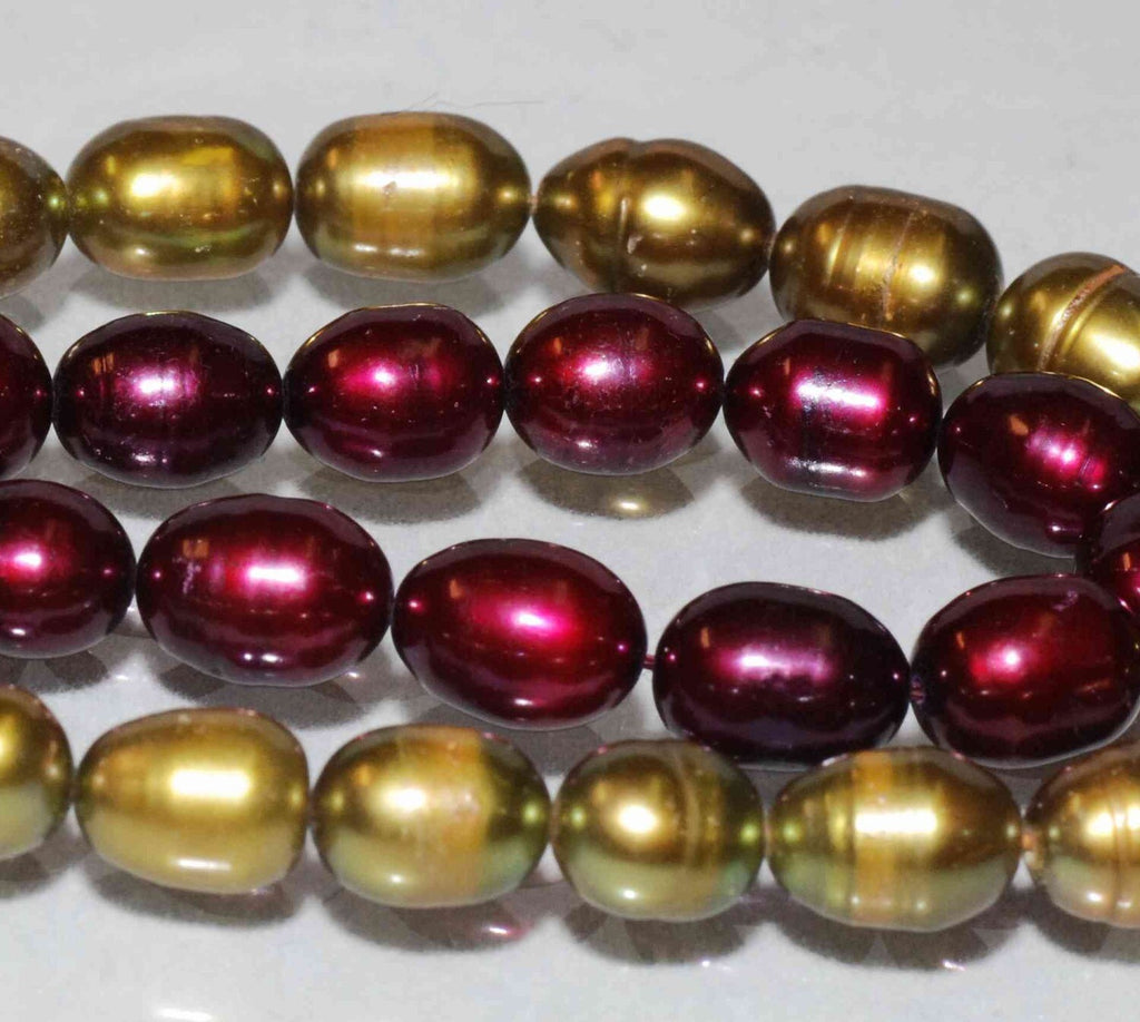 7X9mm Rice Pearl Baroque Pearl Freshwater Pearl vintage olive green oval pearl beads----15" full strand----wholesale deal