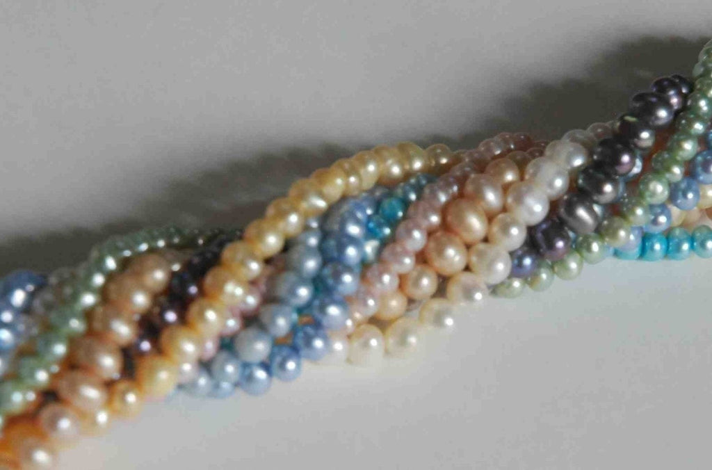 AA 5mm round potato seed pearl, Full Strand Vintage Gold Yellow Freshwater Pearl------  15.5" full strand 90pc---HOT DEAL