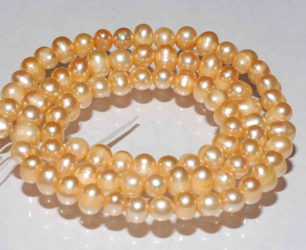 AA 5mm round potato seed pearl, Full Strand Vintage Gold Yellow Freshwater Pearl------  15.5" full strand 90pc---HOT DEAL