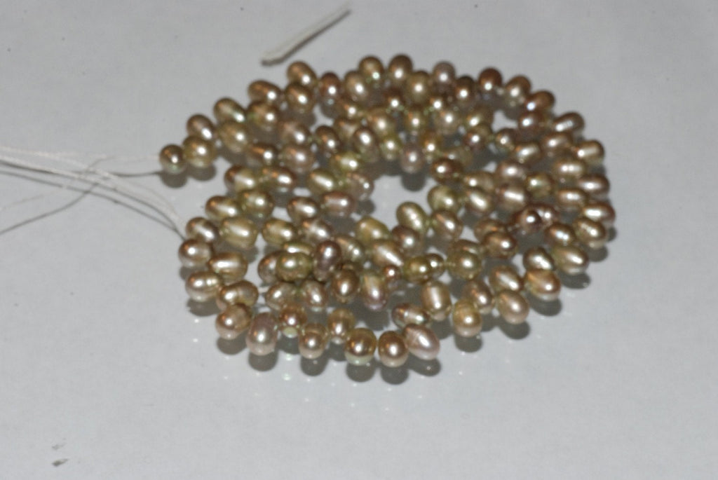 AA+ 4X6mm Top drilled Dancing Pearl, silk vintage green briolette tear drop Freshwater Pearl, 15" full strand 100+ pc pearl beads