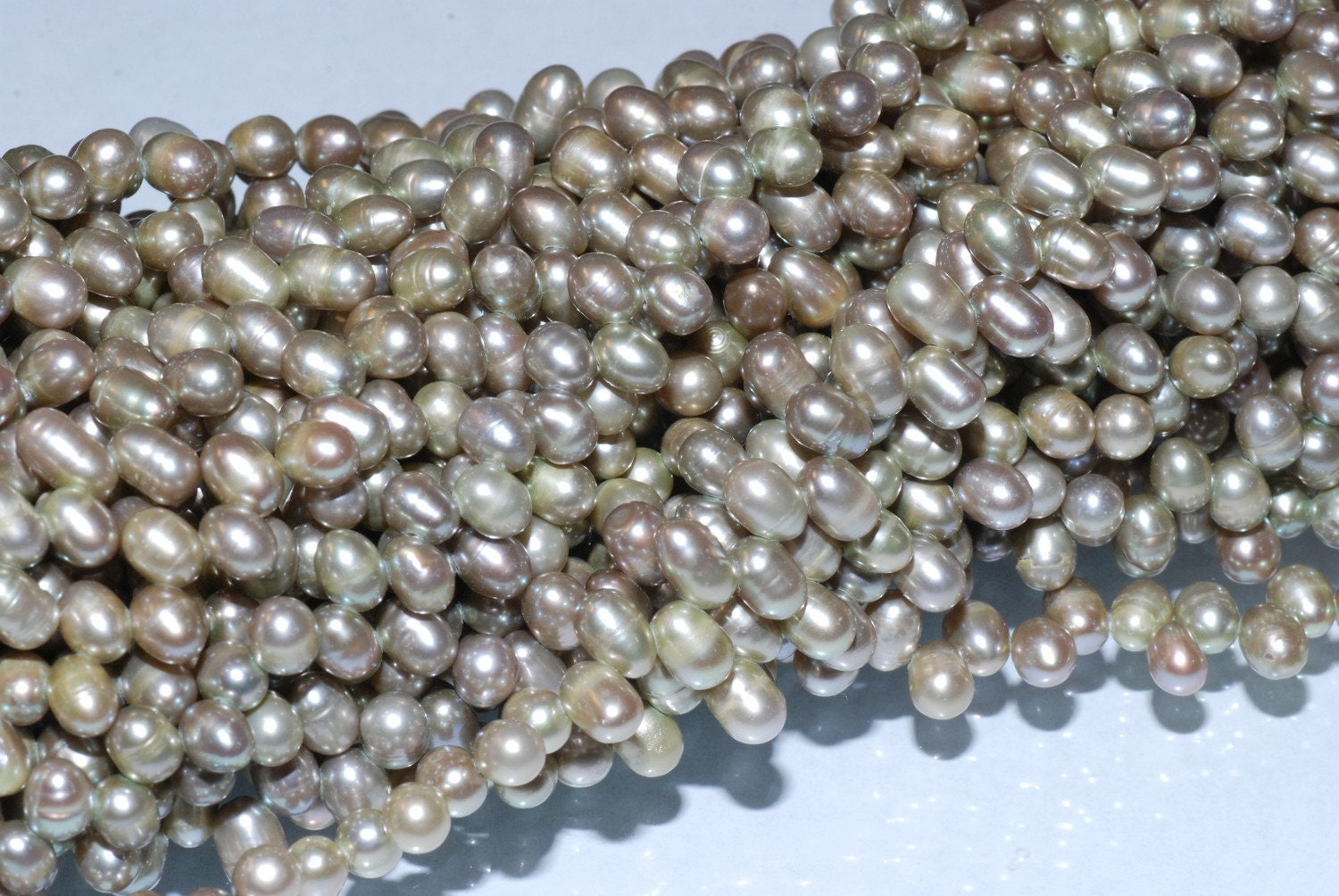 AA+ 4X6mm Top drilled Dancing Pearl, silk vintage green briolette tear drop Freshwater Pearl, 15" full strand 100+ pc pearl beads