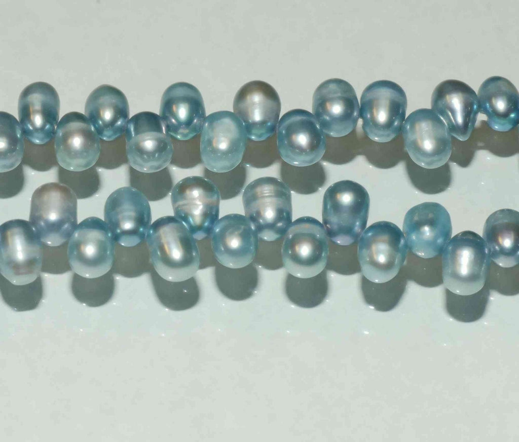 AA 5X7mm Top drilled Dancing Pearl Freshwater Pearl vintage silver blue briolette tear drop pearl beads 15" full strand 100+ pieces ON SALE