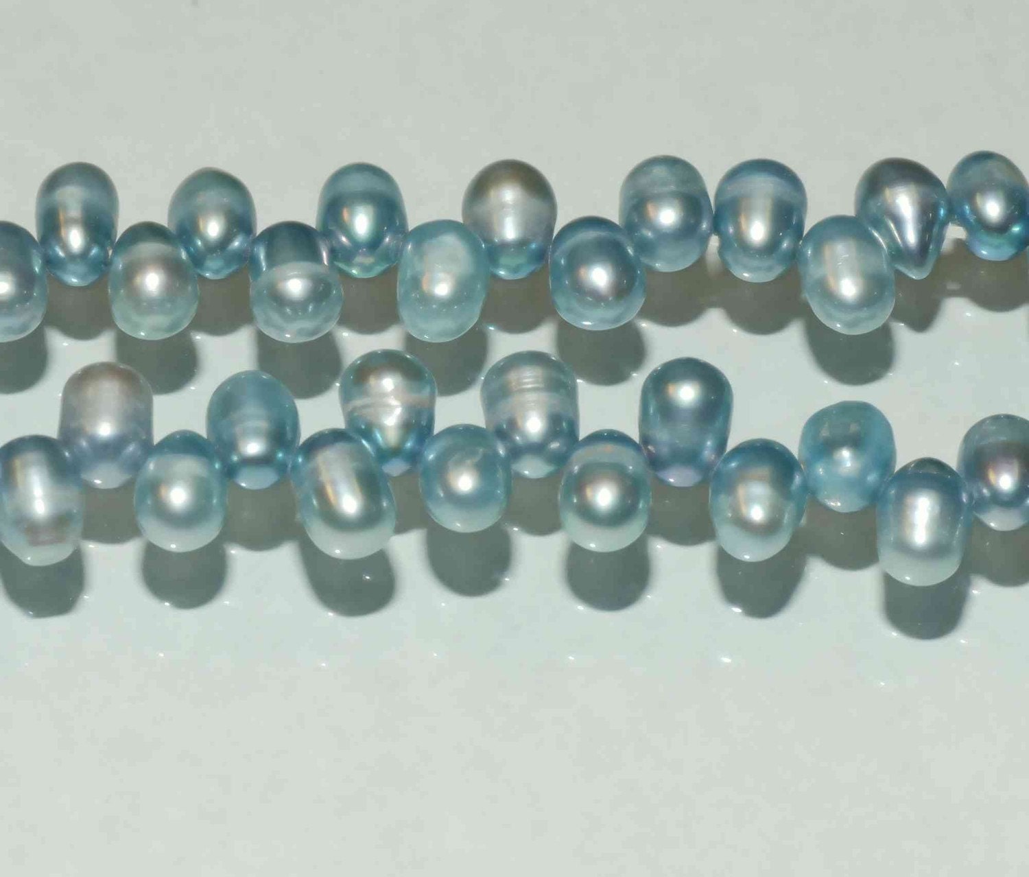 AA 5X7mm Top drilled Dancing Pearl Freshwater Pearl vintage silver blue briolette tear drop pearl beads 15" full strand 100+ pieces ON SALE