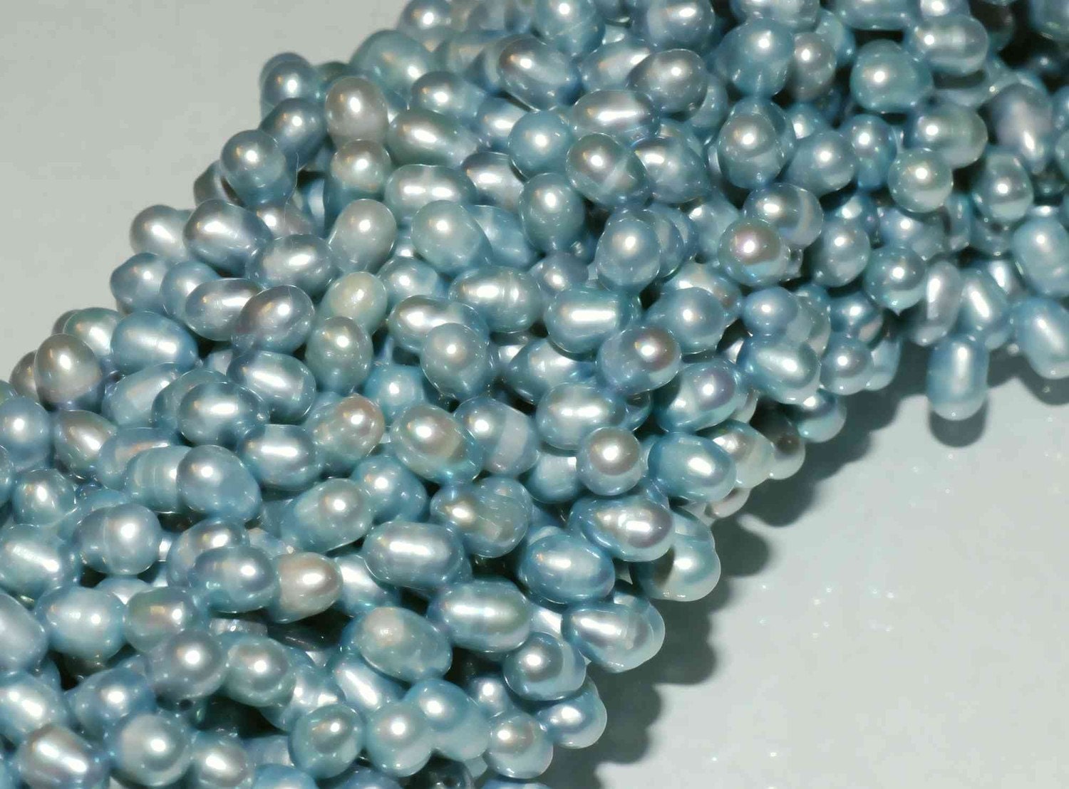 AA 5X7mm Top drilled Dancing Pearl Freshwater Pearl vintage silver blue briolette tear drop pearl beads 15" full strand 100+ pieces ON SALE
