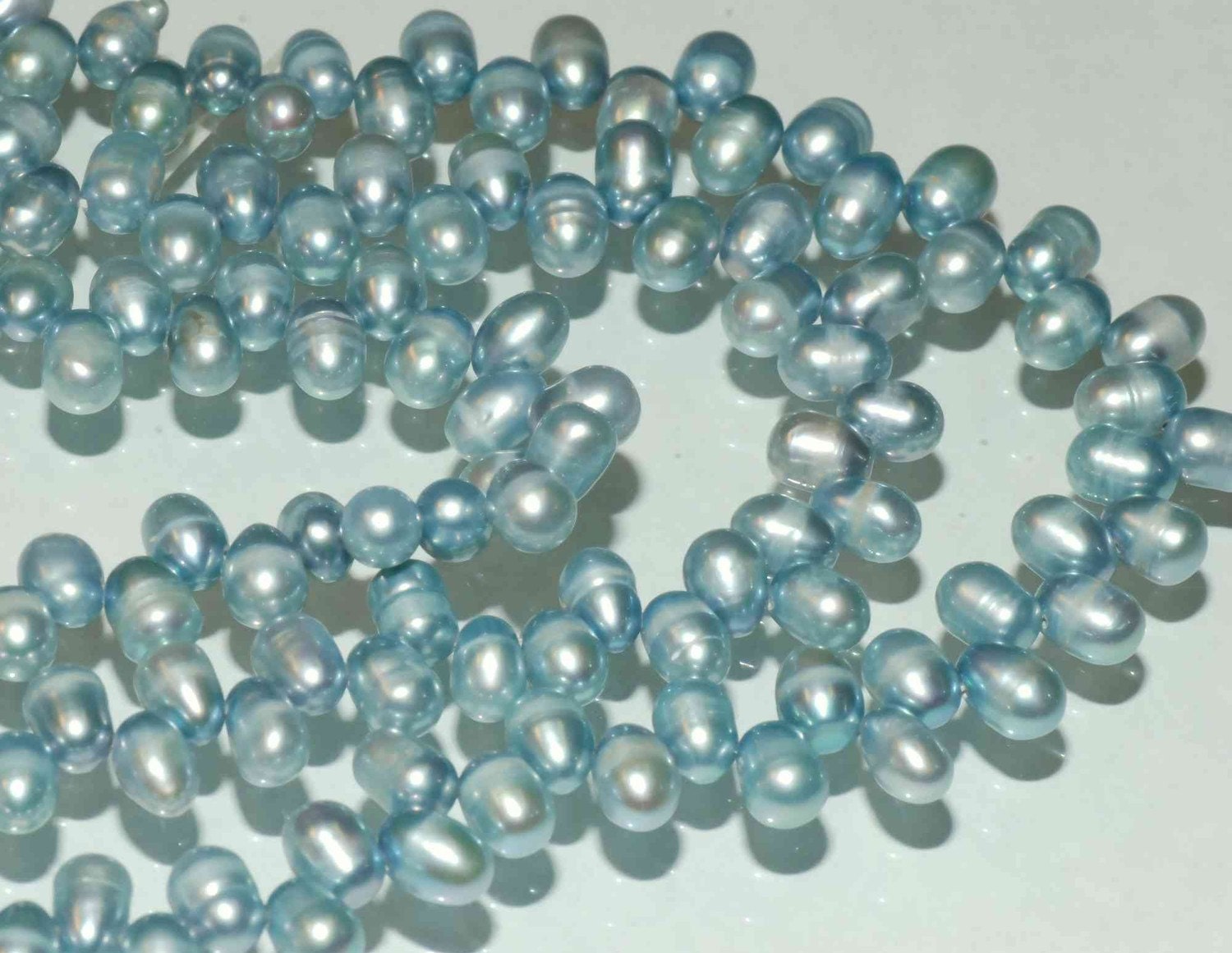 AA 5X7mm Top drilled Dancing Pearl Freshwater Pearl vintage silver blue briolette tear drop pearl beads 15" full strand 100+ pieces ON SALE