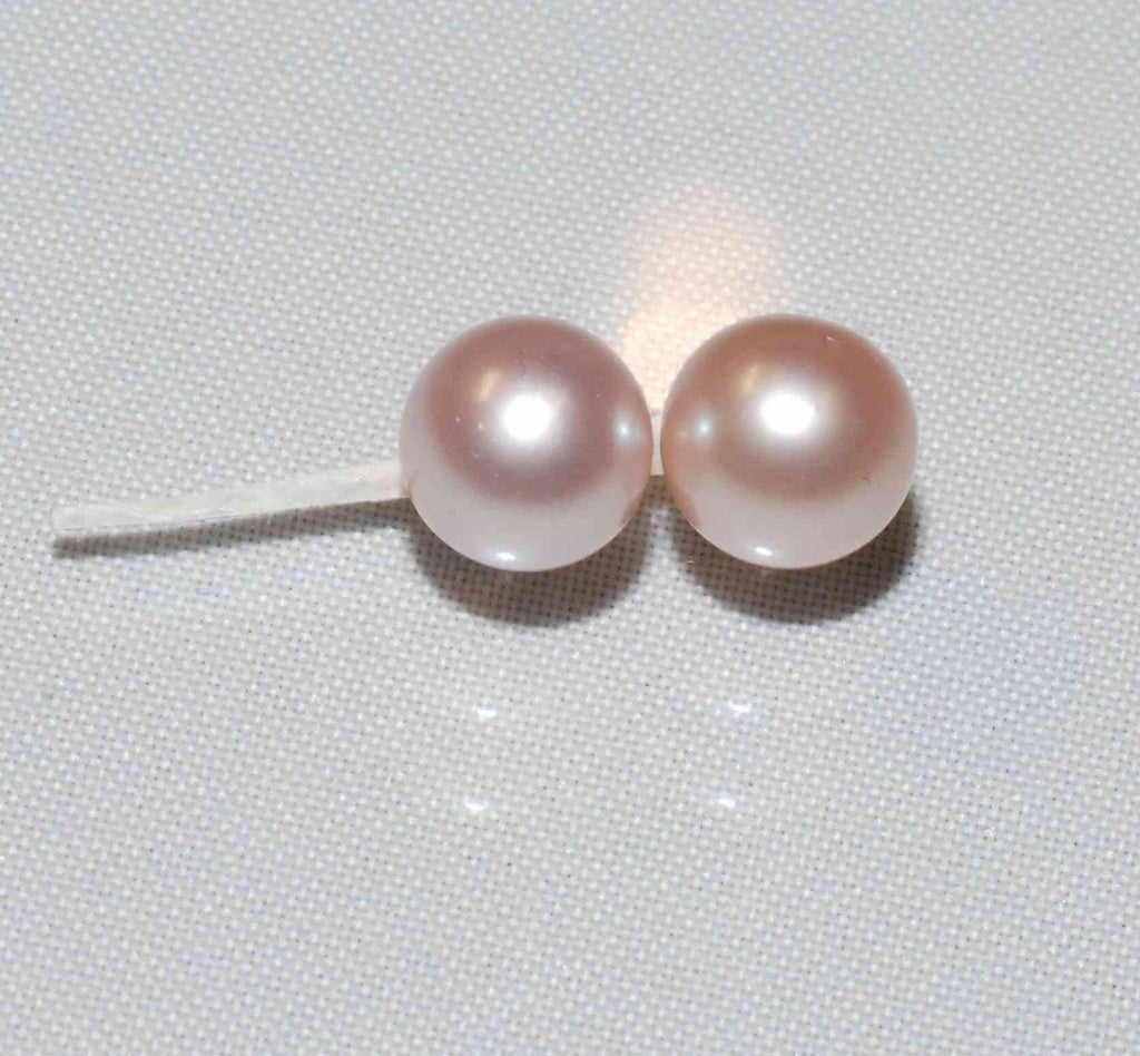 7-7.5mm AAA+ Gem quality perfect round genuine pearl, luster pair 2pc natural Pinkish Levander champagned matched freshwater pearl LUXUARY