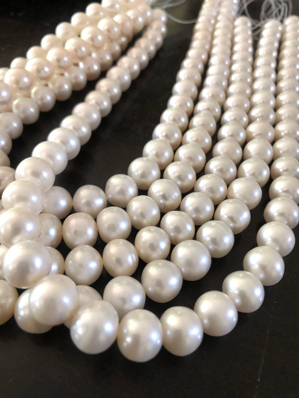AA 10-11mm Large  Roundel Round Freshwater Pearl Off round  Pearl Natural Ivory White 15'' Full Strand 38+ pc genuine pearl---#RS3009