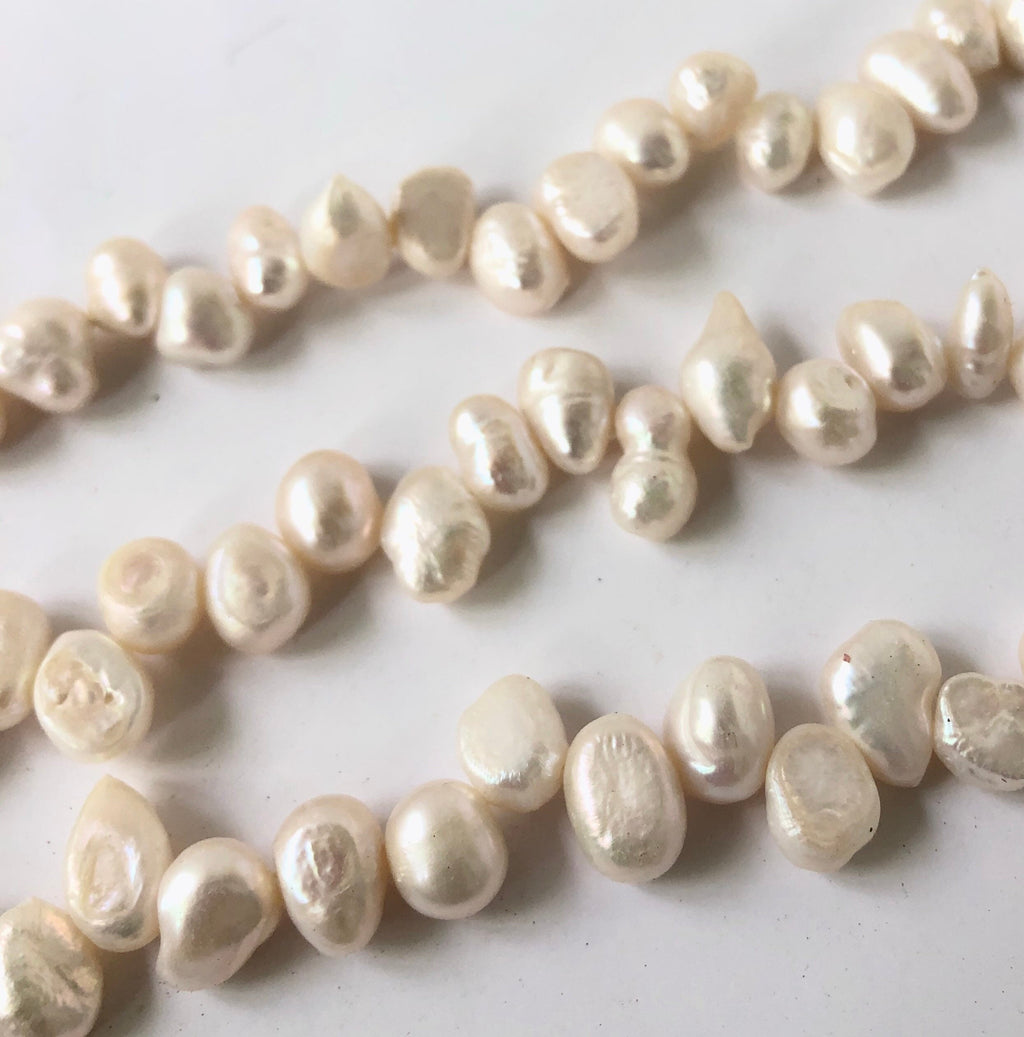Corn Pearl Freshwater Pearl ivory white Dancing top drill briolette baroque pearl beads 8X10mm 15"  full strand  58+ pieces  DR3141 Sale