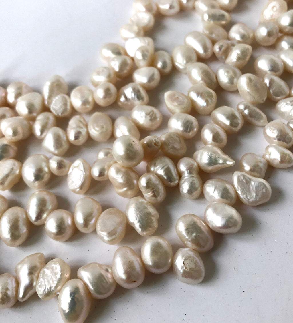 Corn Pearl Freshwater Pearl ivory white Dancing top drill briolette baroque pearl beads 8X10mm 15"  full strand  58+ pieces  DR3141 Sale