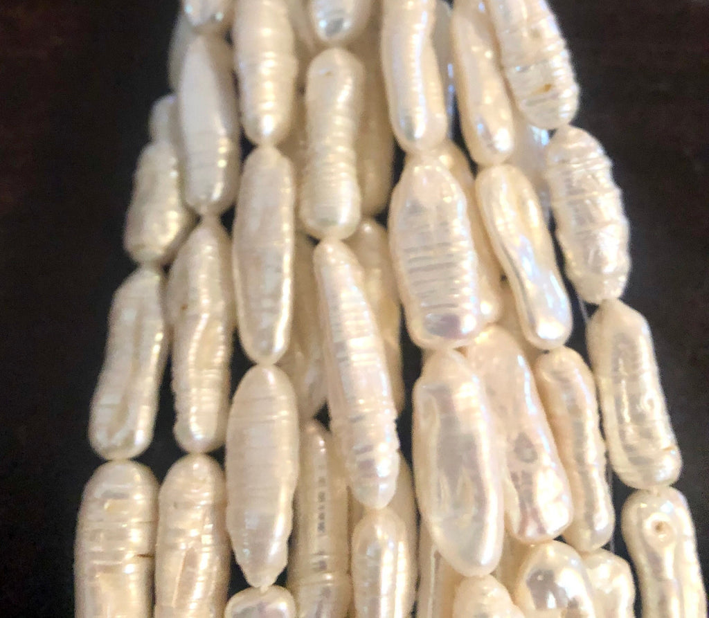 22-24mm X 7-9MM full strand 15" 18pc Biwa Pearl Beads Freshwater pearl Large White Ivory pearl stick #KC5015A---New arrival Sale