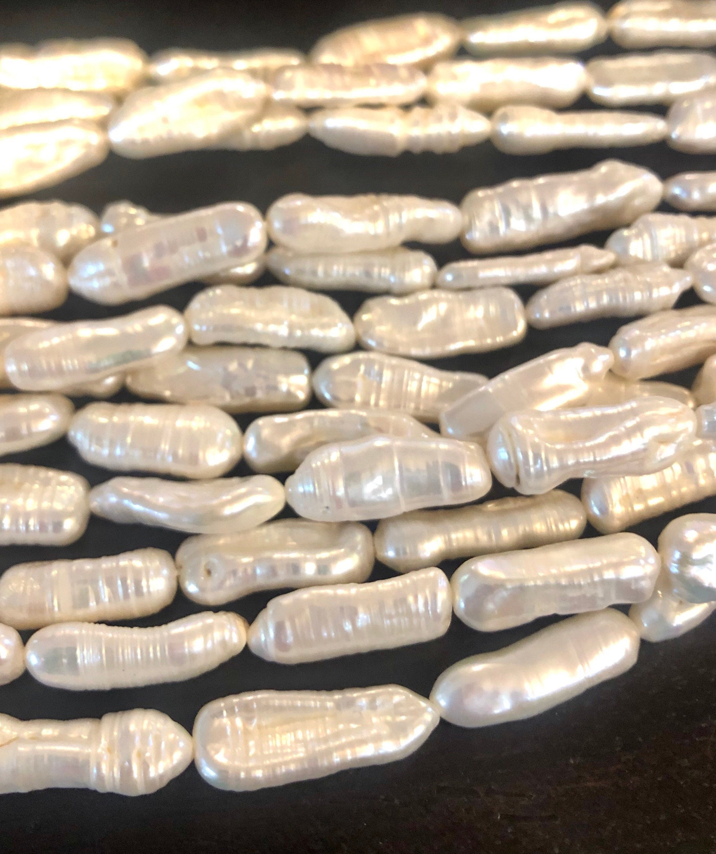 22-24mm X 7-9MM full strand 15" 18pc Biwa Pearl Beads Freshwater pearl Large White Ivory pearl stick #KC5015A---New arrival Sale