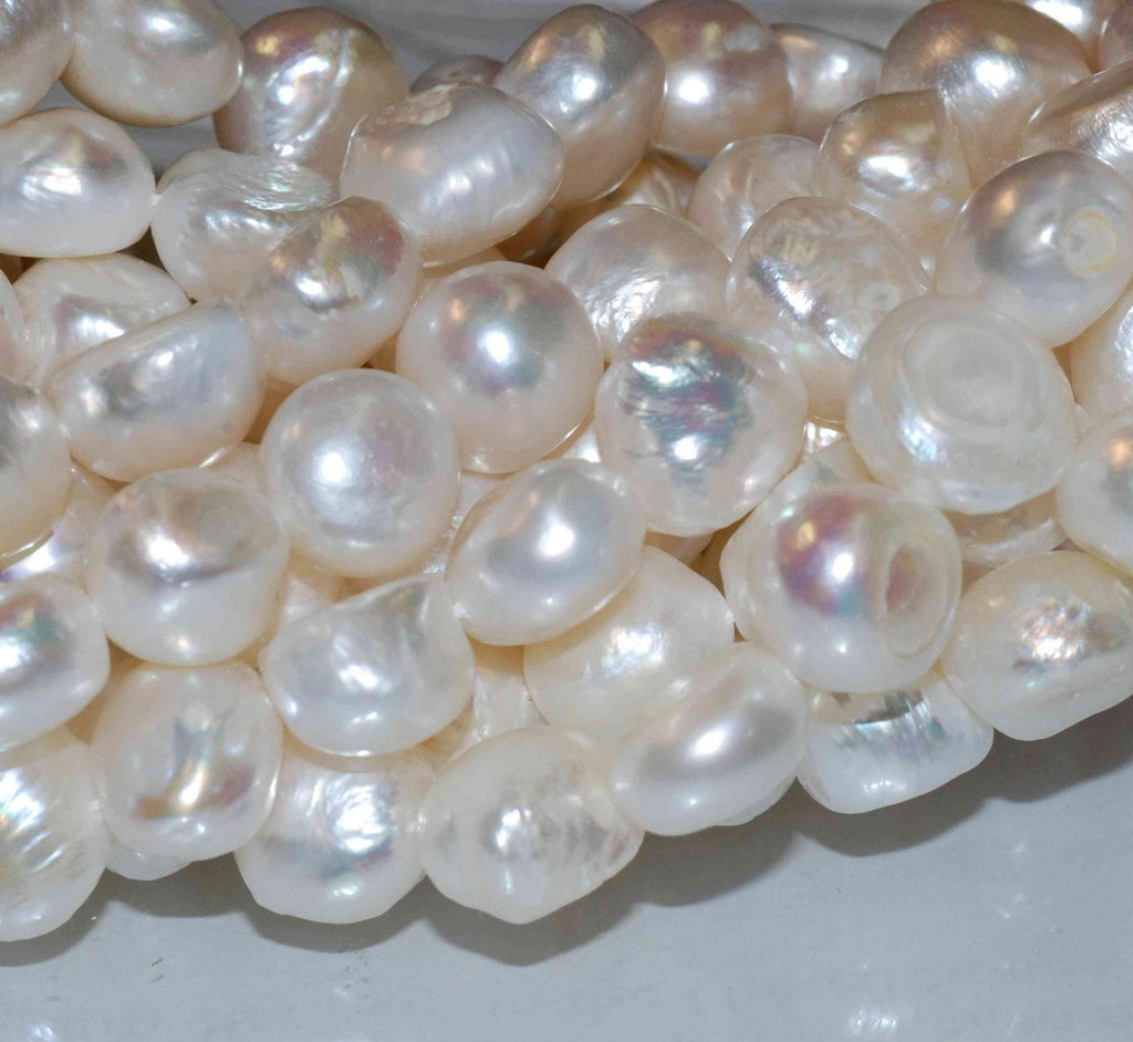 11-12mm Large Baroque Freshwater Pearl, genuine pearl, Ivory white cream Large nugget pearl beads---15" full strand ----New SALE #BA4109