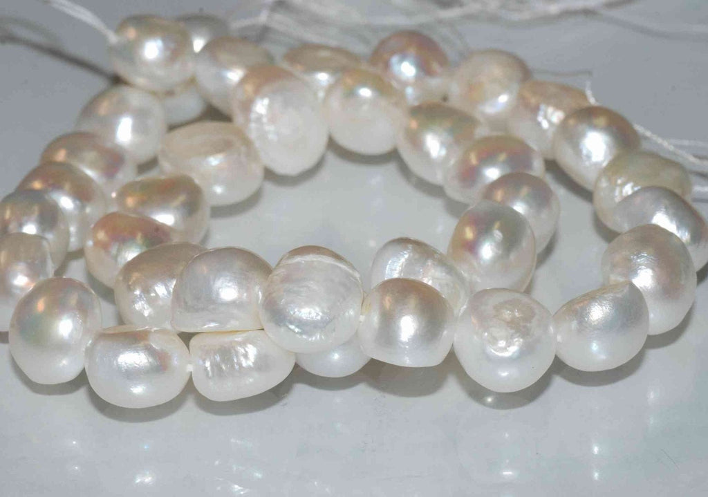 11-12mm Large Baroque Freshwater Pearl, genuine pearl, Ivory white cream Large nugget pearl beads---15" full strand ----New SALE #BA4109