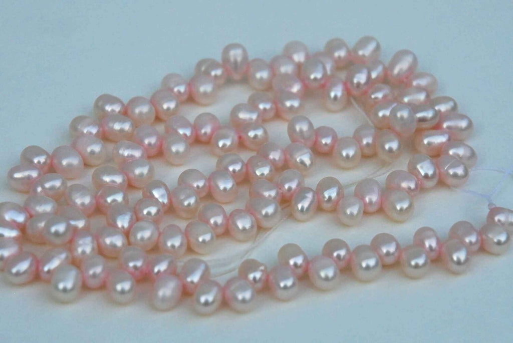 4X6mm Top drilled Dancing Pearl Freshwater Pearl baby pink briolette tear drop pearl beads-full strand 15" 90+ pieces loose pearl -ON SALE