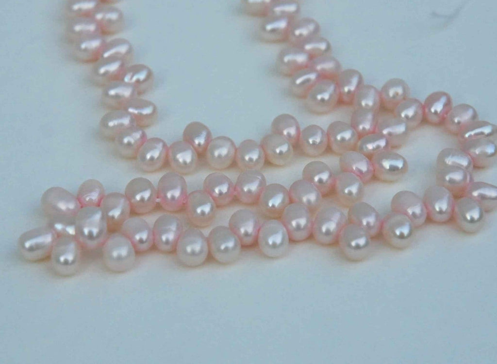 4X6mm Top drilled Dancing Pearl Freshwater Pearl baby pink briolette tear drop pearl beads-full strand 15" 90+ pieces loose pearl -ON SALE