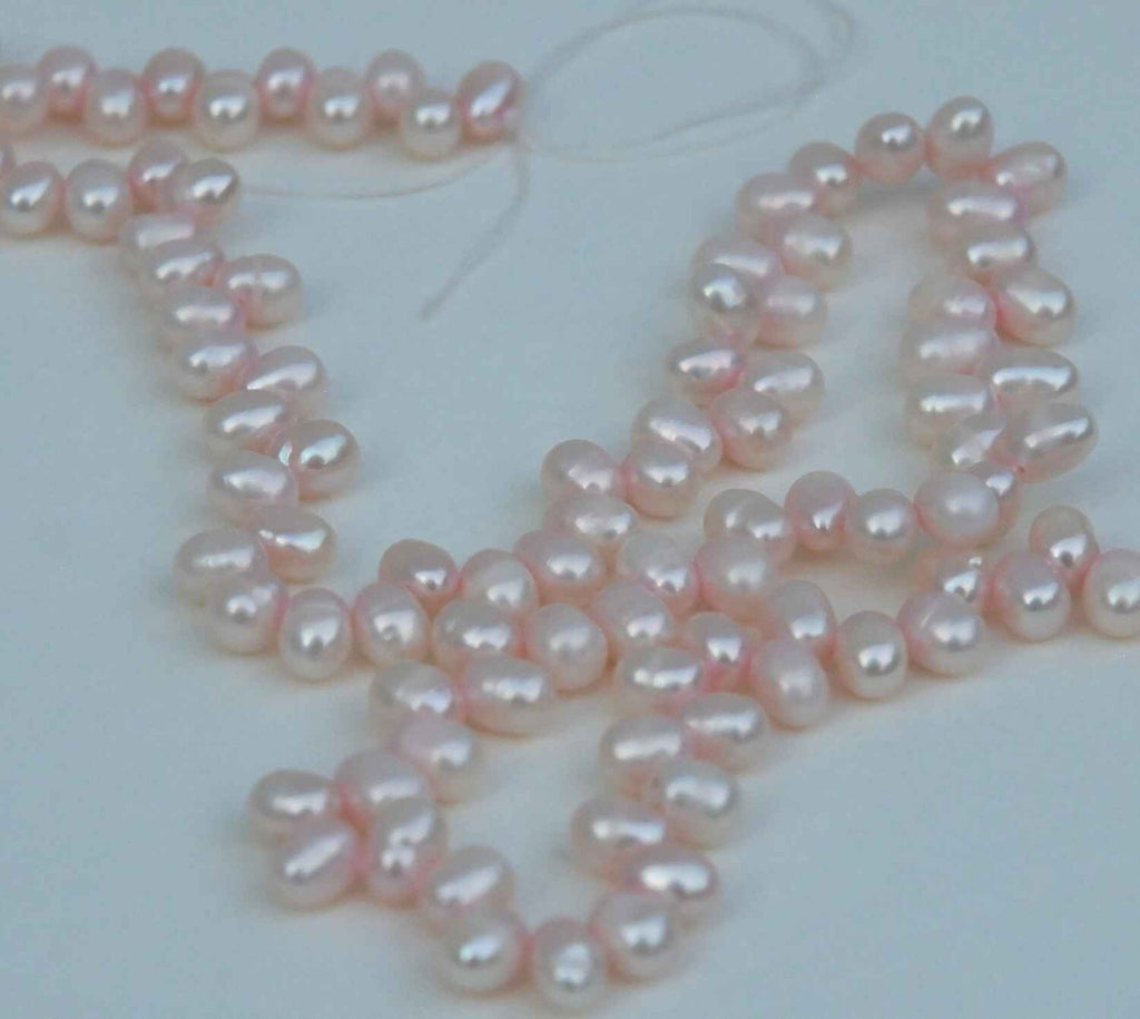 4X6mm Top drilled Dancing Pearl Freshwater Pearl baby pink briolette tear drop pearl beads-full strand 15" 90+ pieces loose pearl -ON SALE