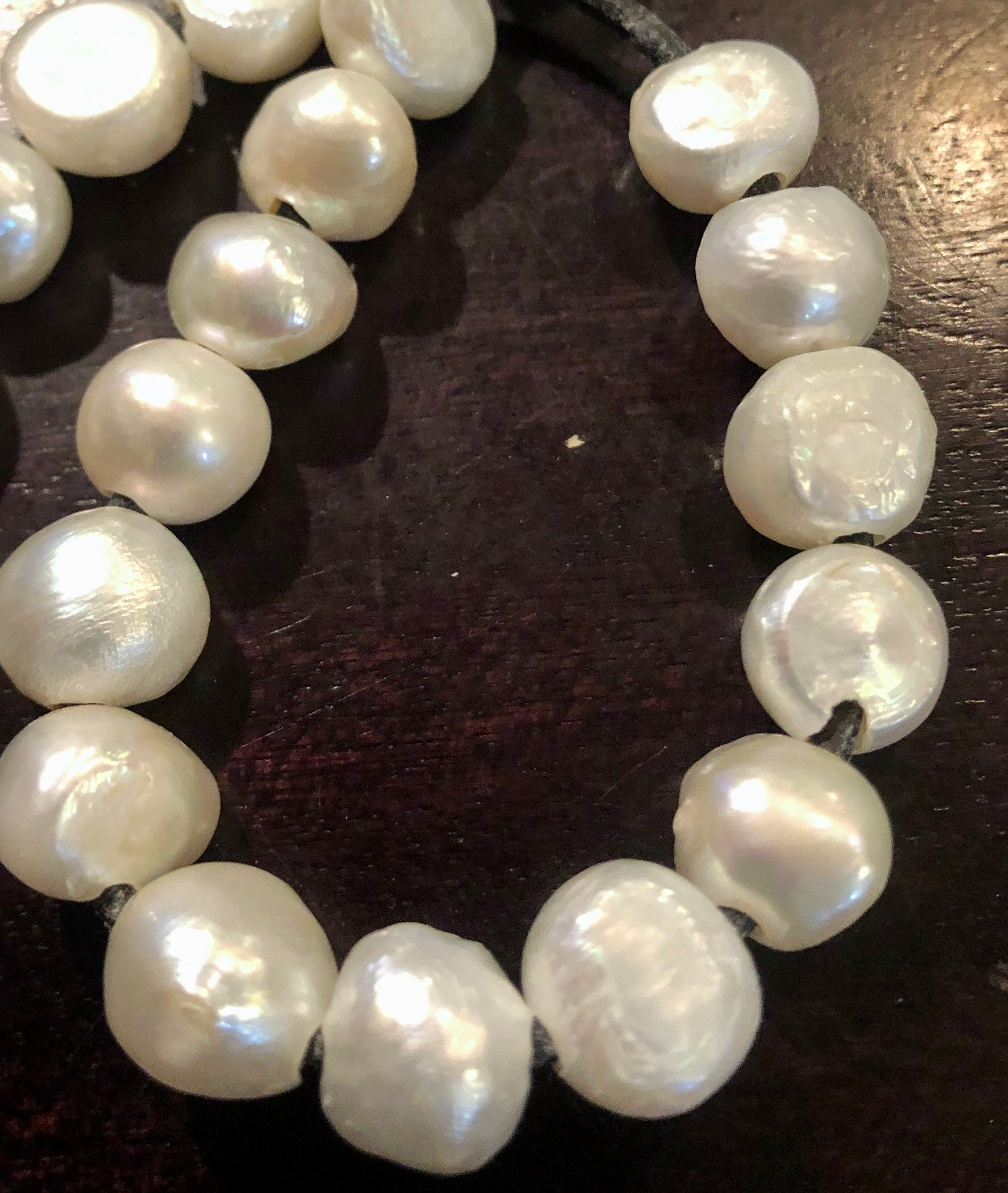 7.5" half stand 18pc 10-12mm large hole 2.7mm Baroque Freshwater Pearl deal, one side flat nugget pearl sale #LH81001B