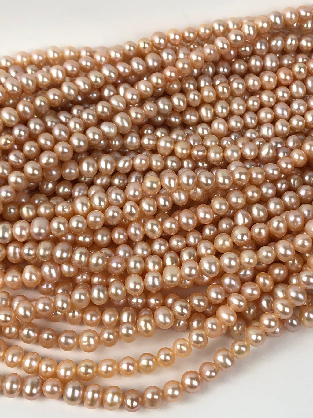 AA 5-6mm round Freshwater pearl Full strand  15" Natural color peach champagne Round off potato Pearl  #RS2072P