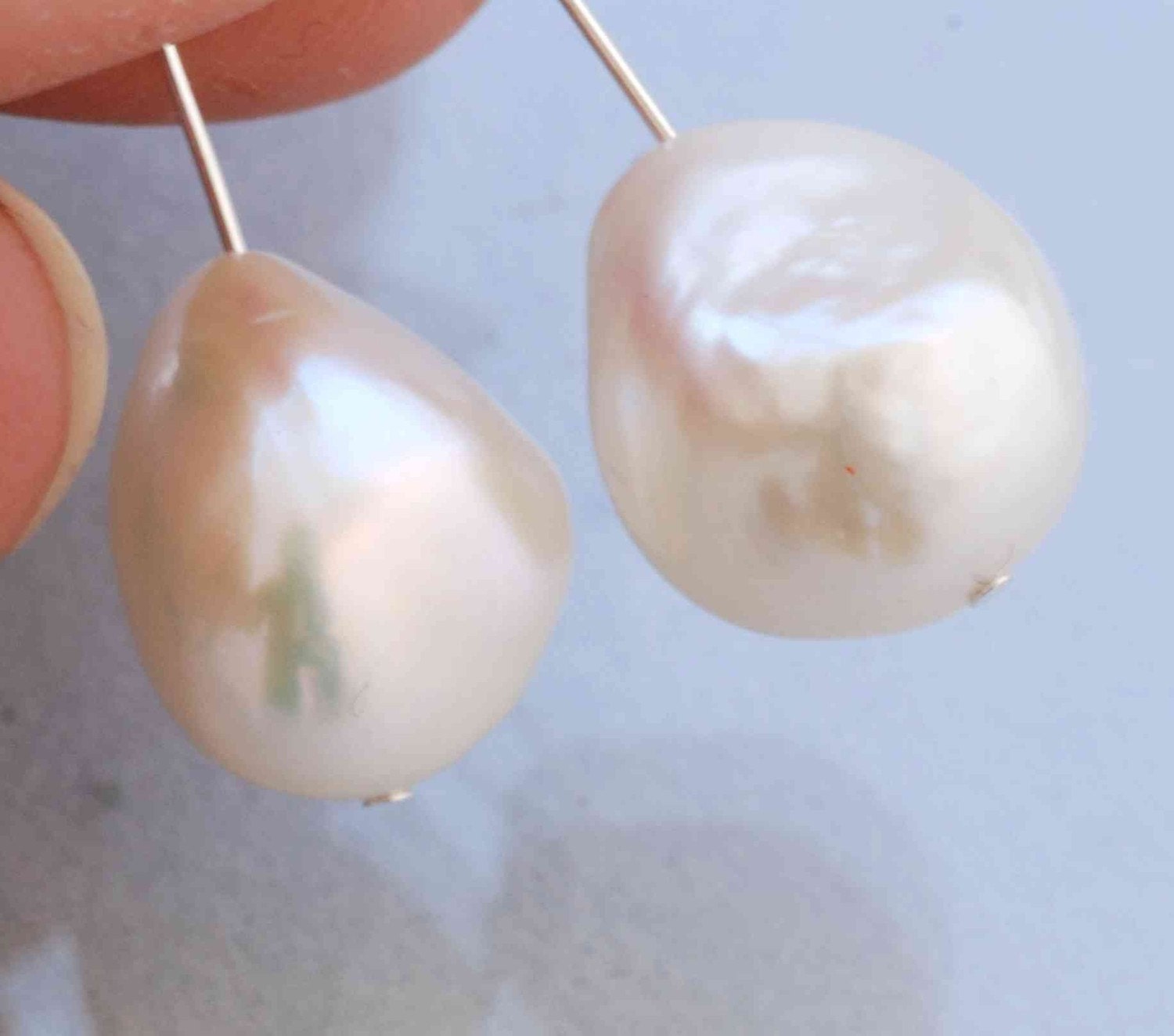 Baroque Pearl Freshwater Pearl Gem Quality AAA Ivory white 5 pairs---11mm X 13mm stunning genuine pearl---Briadal wedding earring  #B2003