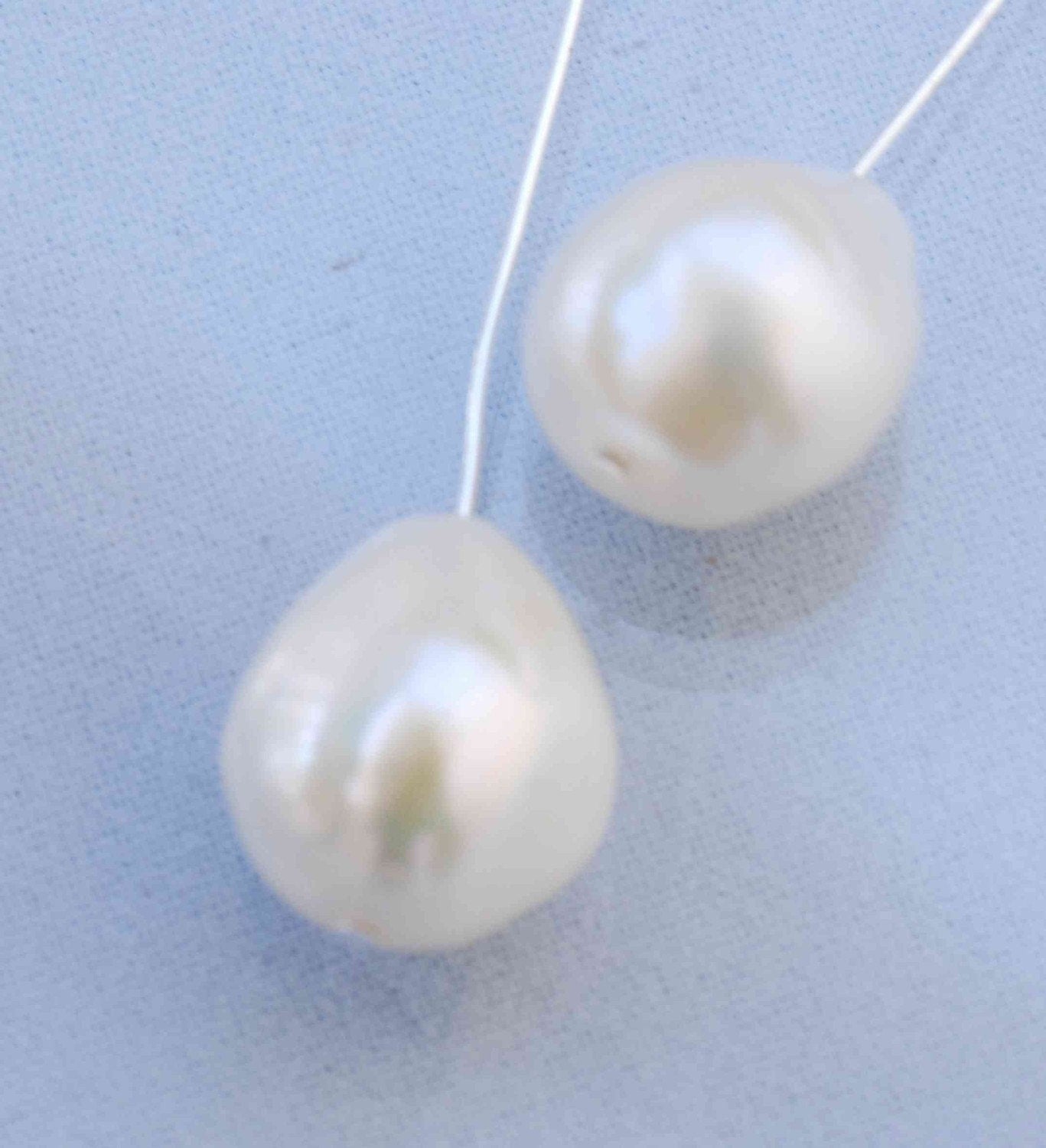 Baroque Pearl Freshwater Pearl Gem Quality AAA Ivory white 5 pairs---11mm X 13mm stunning genuine pearl---Briadal wedding earring  #B2003