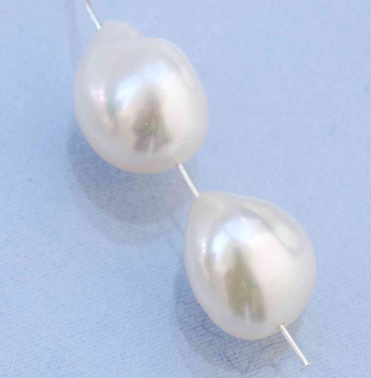 Baroque Pearl Freshwater Pearl Gem Quality AAA Ivory white 5 pairs---11mm X 13mm stunning genuine pearl---Briadal wedding earring  #B2003