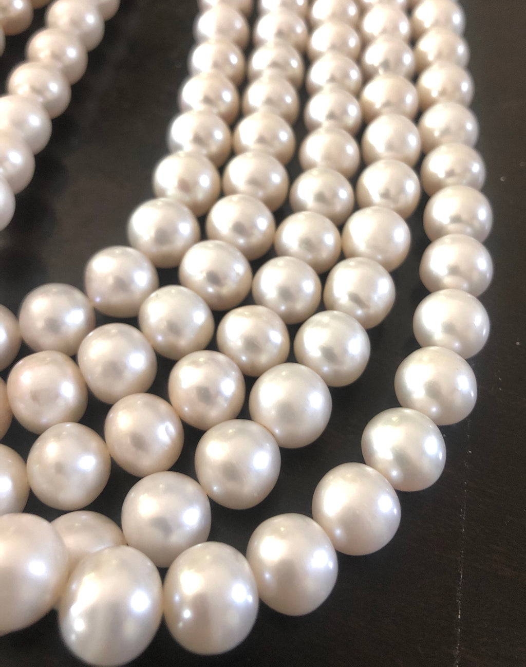 AA 10-11mm Large  Roundel Round Freshwater Pearl Off round  Pearl Natural Ivory White 15'' Full Strand 38+ pc genuine pearl---#RS3009