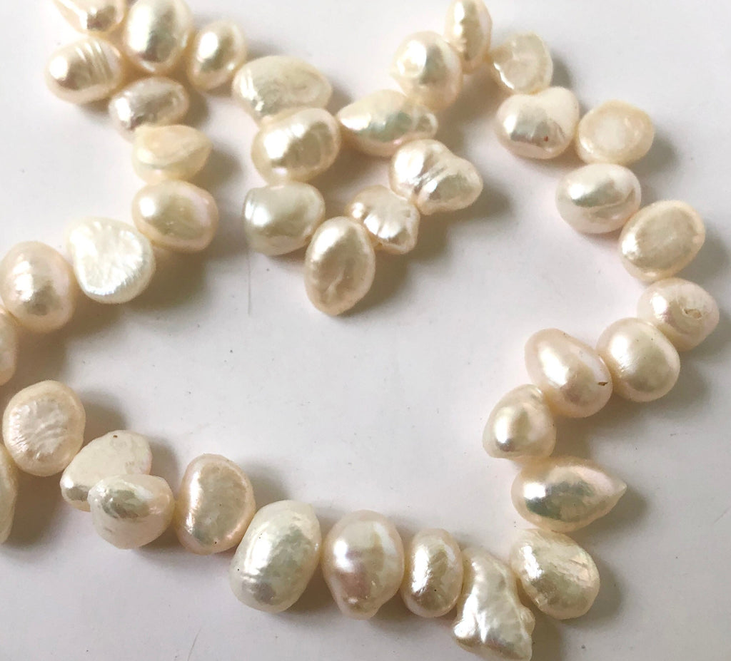 Corn Pearl Freshwater Pearl ivory white Dancing top drill briolette baroque pearl beads 8X10mm 15"  full strand  58+ pieces  DR3141 Sale