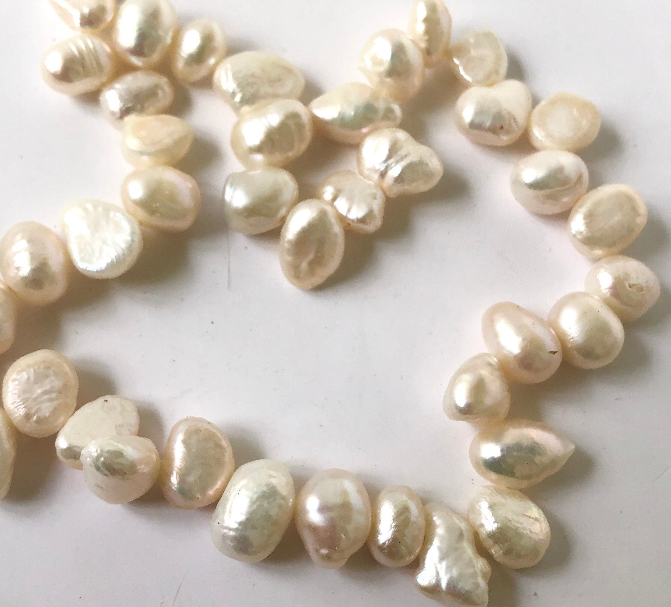 Corn Pearl Freshwater Pearl ivory white Dancing top drill briolette baroque pearl beads 8X10mm 15"  full strand  58+ pieces  DR3141 Sale