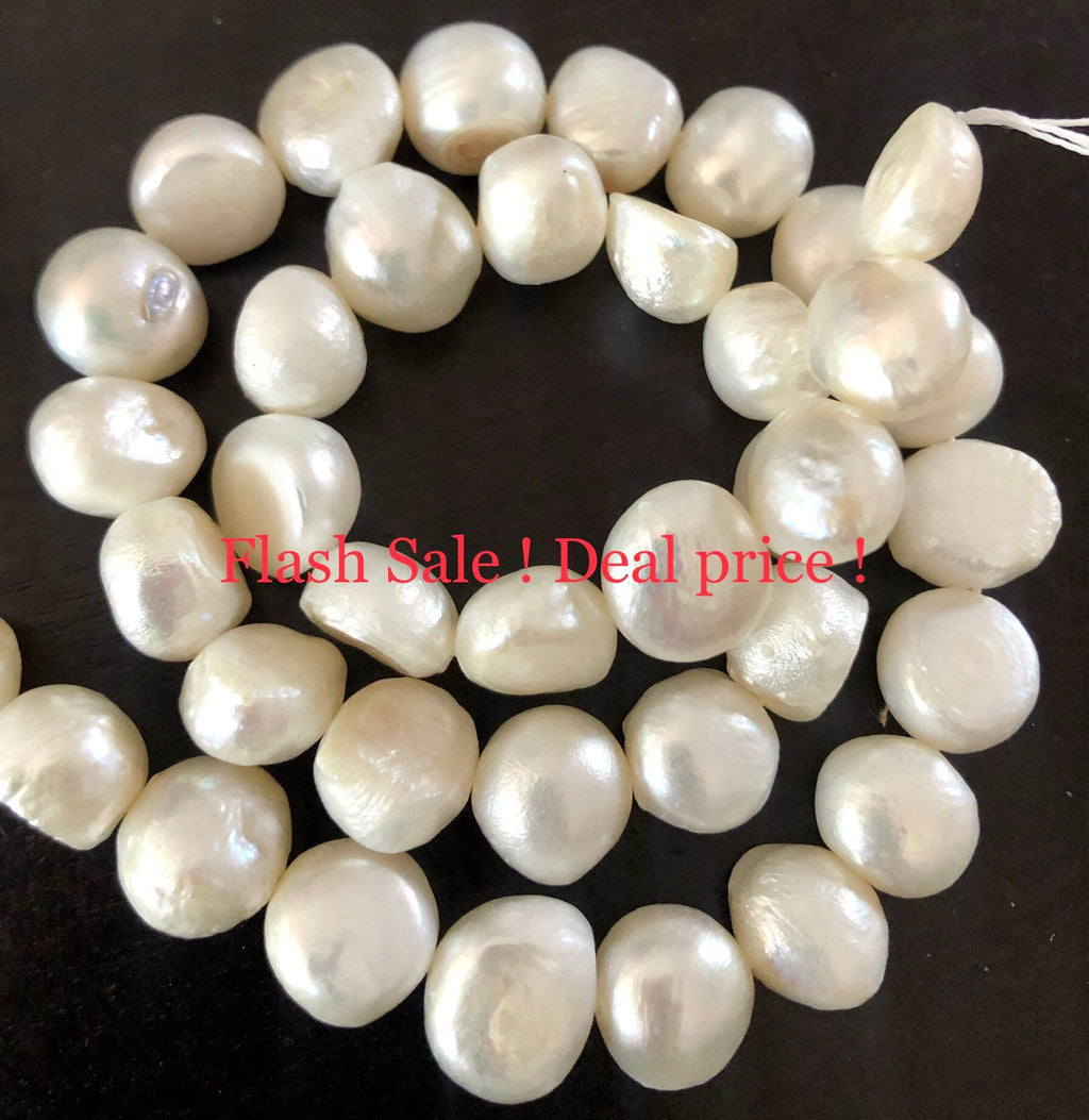 Flash SALE 10-11mm Large baroque Freshwater pearl Corn nugget Pearl Ivory White pearl beads  15'' full strand 40+ pc New Clearance #02003
