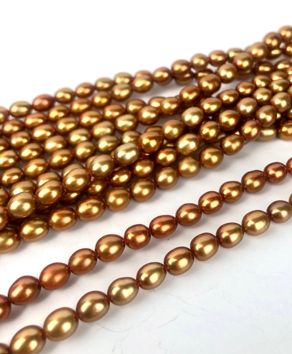 AAA 5mmX6mm gem quality Rice Oval Freshwater Pearl Satin Bronze Stunning pearl beads for designer 16" full strand 70+ pc #DR3205 New SALE