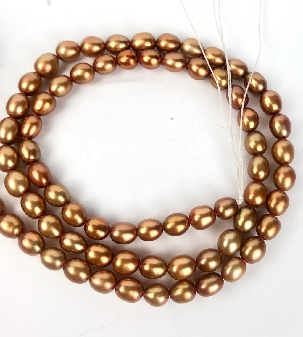 AAA 5mmX6mm gem quality Rice Oval Freshwater Pearl Satin Bronze Stunning pearl beads for designer 16" full strand 70+ pc #DR3205 New SALE